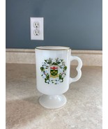 Vintage Ontario Canada Coffee Pedestal Mug Milk Glass Cup - $9.35 CAD