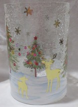 Yankee Candle Clear Crackle Large Jar Holder J/H HOLIDAY LIGHTS gold deer trees - £57.16 GBP