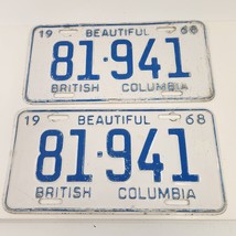 British Columbia License Plate Matching Pair 1968 Beautiful BC 81-941 Vtg Canada - £30.43 GBP
