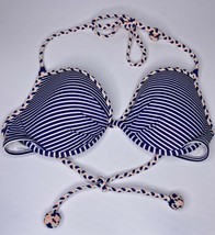 Victoria’s Secret &quot;The Fabulous&quot; Striped Padded Halter Bikini Top 34DD U151 - £25.76 GBP