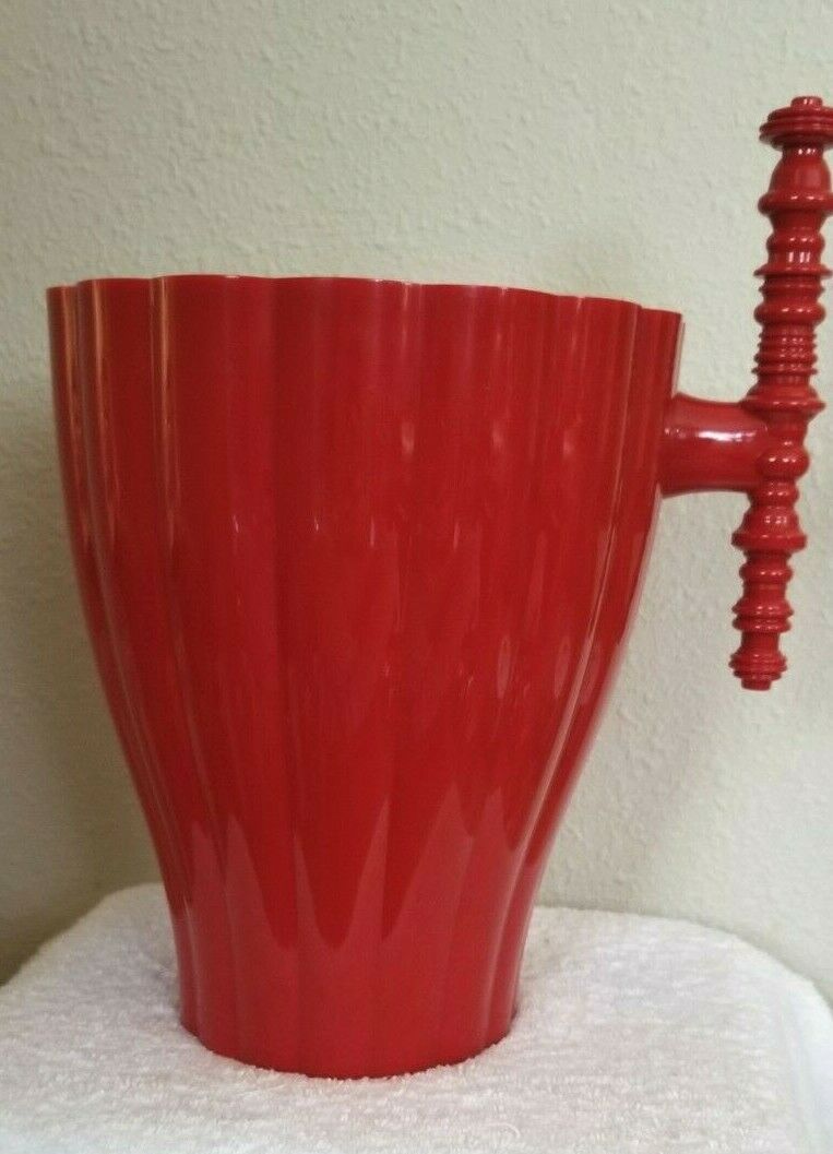 VTG French Jamie Hayon Piper Heidsieck Red Acrylic Champagne Ribbed Ice Bucket - $69.00
