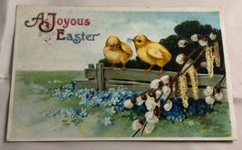 c.1910 A Joyous Easter Chicks on Fence Embossed Postcard Made in Germany - £7.95 GBP