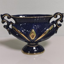 Awesome Vintage Beautiful Italian Porcelain Fruit Vase Rook Cobalt Gold Rare - £44.55 GBP