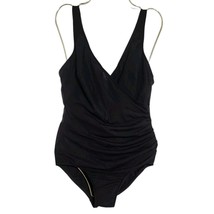 Miraclesuit Women&#39;s Swimwear 14D Black One Piece Bathing Suit Underwire Ruched - £48.32 GBP