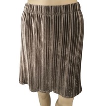 THML Velvet Skirt L NEW Velour Tan Flared Holiday Pull On Christmas Mini Stretch - £19.73 GBP