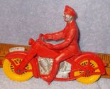 Vintage Auburn Rubber Red Police Motorcycle and Driver Toy - £23.88 GBP