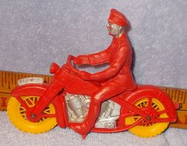 Vintage Auburn Rubber Red Police Motorcycle and Driver Toy - $29.95