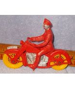 Vintage Auburn Rubber Red Police Motorcycle and Driver Toy - $29.95