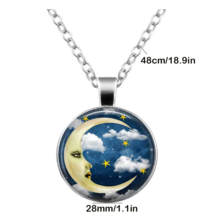 Moon &amp; Stars Silvertone Pendant Necklace - New - £11.95 GBP