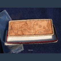 Hand Tooled Vintage Calf Leather Men&#39;s Wallet, Cowboy Desert Style, JDL Monogram - £15.97 GBP