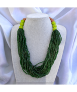 Collier bijou tribal afghan vintage minuscule perles de verre vert afghan - $82.70 CAD