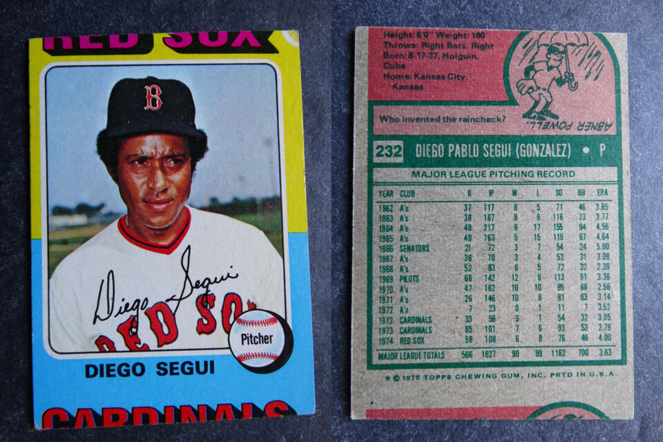 Primary image for 1975 Topps Mini #232 Diego Segui Red Sox Miscut Error Oddball Baseball Card