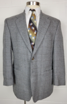 Vtg Chaps Ralph Lauren Alpaca &amp; Wool Gray Windowpane Sport Coat Jacket 42R - £27.66 GBP