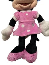 Disney Junior Minnie Mouse Stuffed Animal Plush 9&quot; Pink Polka Dot Dress  - £6.99 GBP