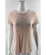 LRL Ralph Lauren Top Womens Size Medium Pale Pink Studded Logo Tee Shirt - $34.71 CAD