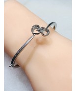 Vintage Sterling Silver 925 Two Open Heart Hinged Cuff Bracelet - $57.33