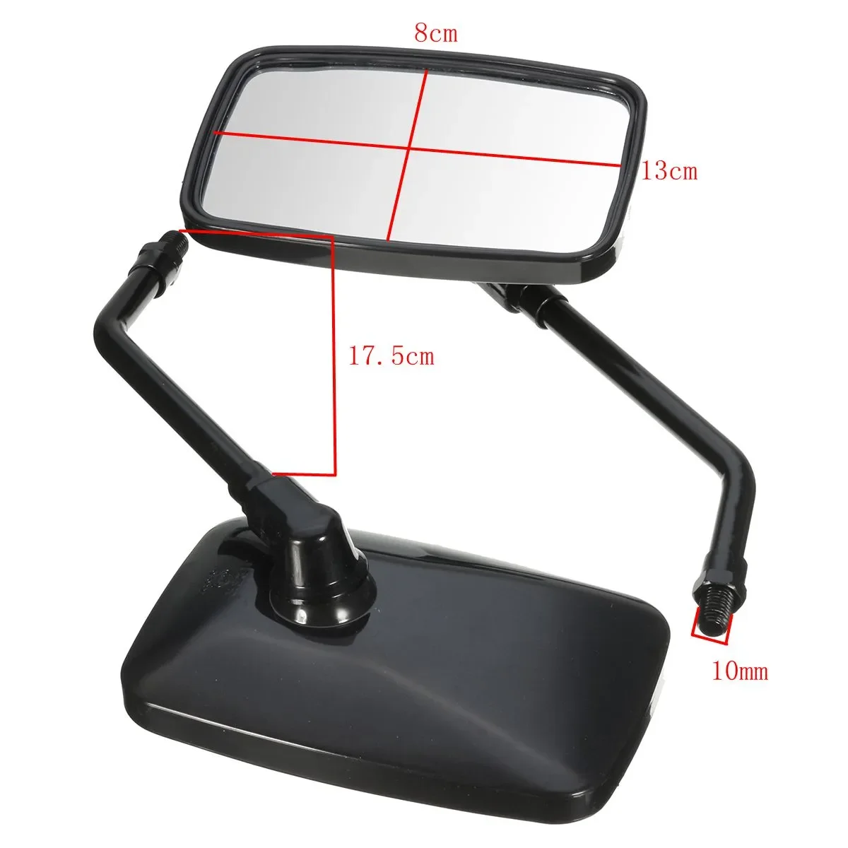 Pair Black 10MM Universal Motorcycle Rear View Mirrors Thread Black Rectangle - $27.64