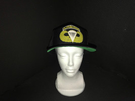 BLACK AIRBORNE PARACHUTIST SNAPBACK WITH GREEN UNDER BILL ONE SIZE FITS ... - £10.99 GBP