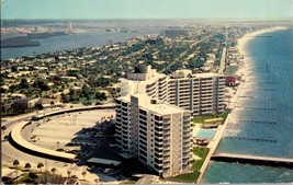 Clearwater Beach Florida~Air View of Beach &amp; Hotels~Vintage Postcard (D11) - £3.88 GBP