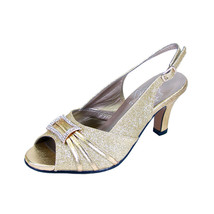 FLORAL Nadine Women Wide Width Peep Toe Dress Slingback Shoes With Jewels  - £47.15 GBP