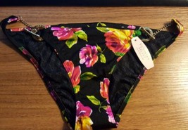 NWT Victoria’s Secret Bikini Bottom Swim floral Gold Chain XS  - £27.92 GBP