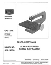 Craftsman 572.24700 Scroll Saw Owners Instruction Manual - £15.22 GBP