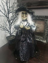 Halloween Witch Doll Shelf Sitter Crystal Ball Mantel Tabletop Decor 17&quot; - $38.60