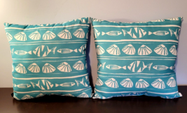 Set of 2 Lava Ocean Blue Indoor/Outdoor 18x18 Pillows (NEW) PSJ - £39.65 GBP