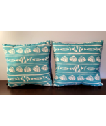 Set of 2 Lava Ocean Blue Indoor/Outdoor 18x18 Pillows (NEW) PSJ - £39.47 GBP