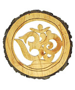 Wooden Hand Carved Yoga OM Wall Hanging Plaque Sanskrit Mantra India Bea... - $54.69 CAD