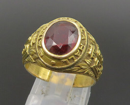 10K GOLD - Vintage Saint Angela Hall Garnet Class Ring Sz 7.5 - GR365 - $475.93