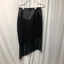 TLC Twins Leather Co Skirt  Womens Size 14 Fringe Asymmetrical Pencil We... - $39.19