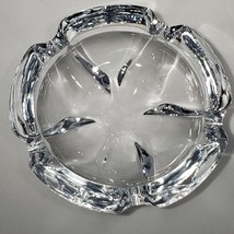 Val St Lambert Clear Glass Crystal Thick 5 Sided 6.5 Round Cigar Ashtray Belgium - £27.93 GBP