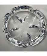 Val St Lambert Clear Glass Crystal Thick 5 Sided 6.5 Round Cigar Ashtray... - $34.95