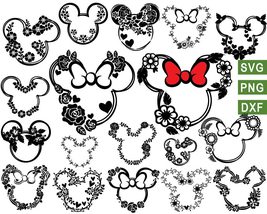 Disney Floral Svg Png, Floral Mouse Head Outline svg Roses svg cut files for Cri - £2.04 GBP