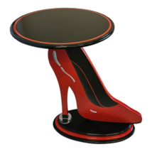 Luxury Red and Black High Heel Shoe table, Mirror accents, Unique Table 27&quot;x18&quot; - £466.22 GBP