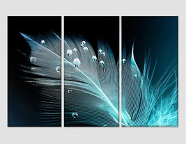 Blue Bird Feather Canvas Print Abstract Canvas Art Abstract Decor Abstract Art A - £39.40 GBP