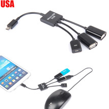 Dual Micro Usb Otg Hub Host Adapter Cable For Htc One M7, M8; Nexus 5, 7... - $15.99