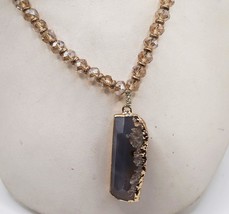 Stone Agate Necklace Handmade Statement Pendant - $24.74