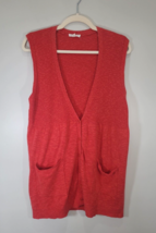 Eileen Fisher Women Light Sweater Vest Size XL Orange Linen Blend with Pockets - £20.13 GBP