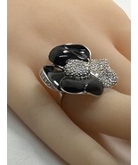 Vintage FADI Ring Cubic Zirconia Statement Runway Flower925 Sterling Sil... - $72.21 CAD