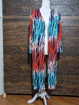 Rouge Collection Women Cardigan 4X Multicolor Tie dye Open Front Side Slits - £15.94 GBP