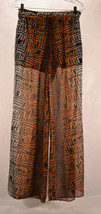 Bebe Womens See Through Pants 6 Black Brown Geometric Print - £37.92 GBP