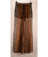 Bebe Womens See Through Pants 6 Black Brown Geometric Print - $48.51