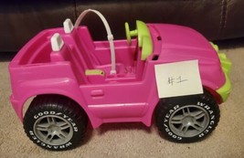 1999 Barbie Pink/Green Jeep Wrangler Convertible Goodyear Tires Mattel - £19.00 GBP