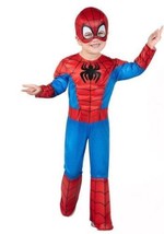 Boys Spiderman Spidy Muscle Jumpsuit &amp; Mask 2 Pc Toddler Halloween Costume-3T/4T - £19.55 GBP