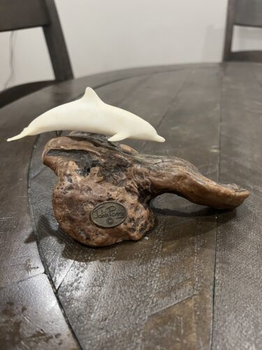 John Perry Single Dolphin Sculpture Figurine Burlwood Sea Ocean Decor Vi... - £14.82 GBP