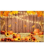7&#39;x5&#39; Fall Photography Backdrop Autumn Pumpkin Barn Hay Bales Lights Sun... - £7.76 GBP