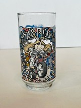 Miss Piggy Drinking Stained Glass Cup Mug 1981 Mcdonalds Muppets Motorcycle bike - $39.55