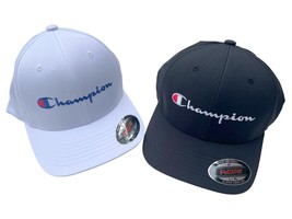 Champion Unisex Black White Embroidery Logo Capital Flexfit Baseball Hat... - $14.24